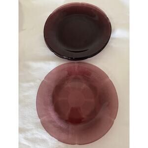 Fortecrisa Amethyst Glass Dinner Plates Set of 4 Vintage Purple Tableware